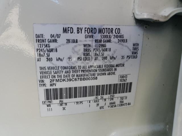 Photo 13 VIN: 2FMDK39C67BB00358 - FORD EDGE SEL P 