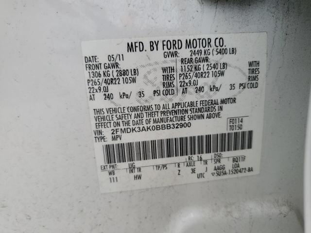 Photo 12 VIN: 2FMDK3AK0BBB32900 - FORD EDGE 