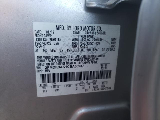 Photo 9 VIN: 2FMDK3AK1CBA80937 - FORD EDGE SPORT 