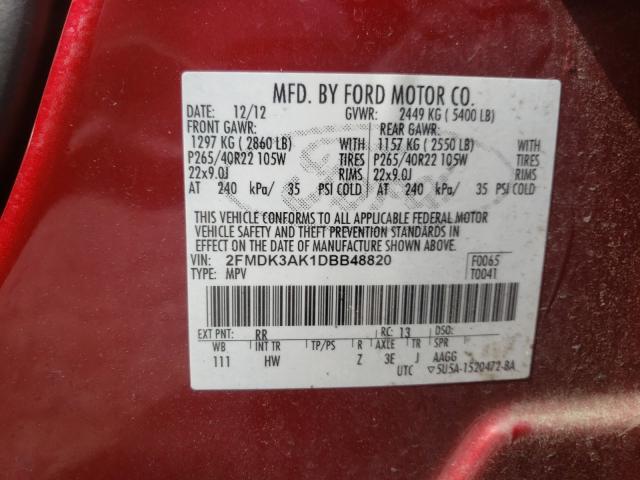 Photo 9 VIN: 2FMDK3AK1DBB48820 - FORD EDGE SPORT 