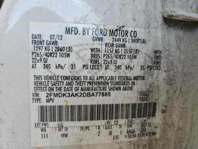 Photo 12 VIN: 2FMDK3AK2DBA77885 - FORD EDGE 