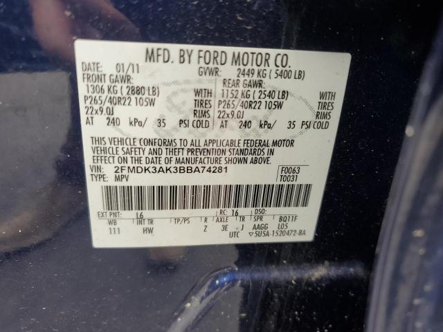 Photo 12 VIN: 2FMDK3AK3BBA74281 - FORD EDGE 