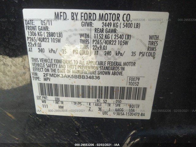 Photo 8 VIN: 2FMDK3AK5BBB34836 - FORD EDGE 