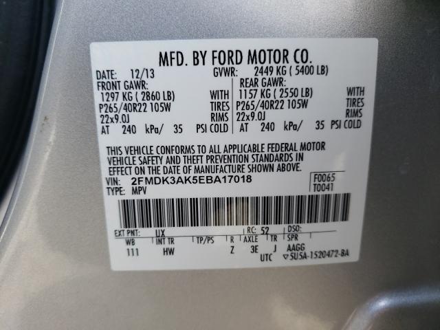 Photo 9 VIN: 2FMDK3AK5EBA17018 - FORD EDGE SPORT 