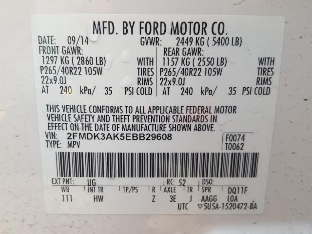 Photo 9 VIN: 2FMDK3AK5EBB29608 - FORD EDGE SPORT 