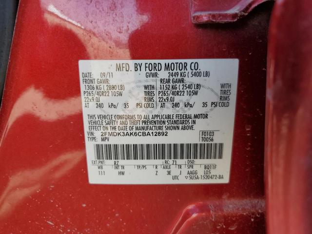 Photo 12 VIN: 2FMDK3AK6CBA12892 - FORD EDGE SPORT 