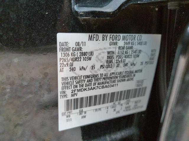 Photo 9 VIN: 2FMDK3AK7CBA03411 - FORD EDGE SPORT 