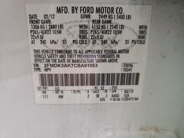 Photo 9 VIN: 2FMDK3AK7CBA91053 - FORD EDGE SPORT 