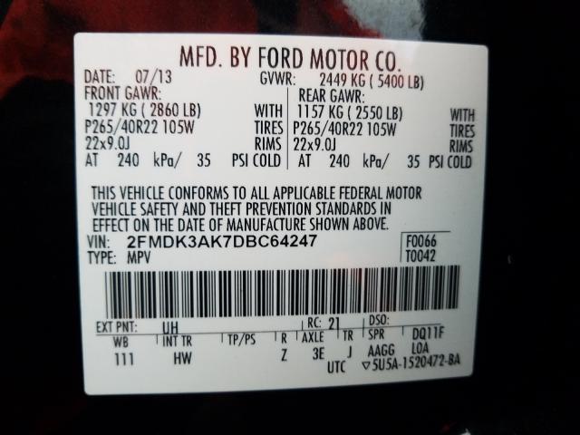 Photo 9 VIN: 2FMDK3AK7DBC64247 - FORD EDGE SPORT 