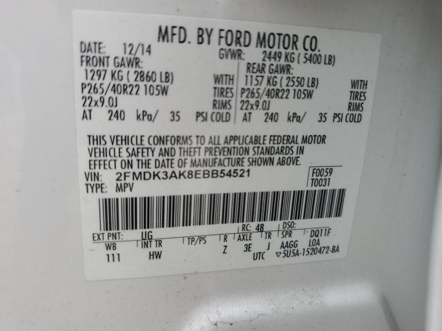 Photo 13 VIN: 2FMDK3AK8EBB54521 - FORD EDGE 