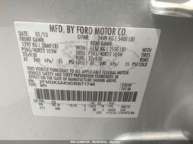 Photo 8 VIN: 2FMDK3AK9DBB71746 - FORD EDGE 