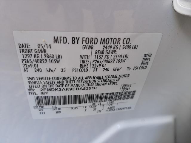 Photo 9 VIN: 2FMDK3AK9EBA83510 - FORD EDGE SPORT 