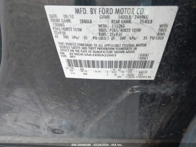 Photo 8 VIN: 2FMDK3AKXBBA22663 - FORD EDGE 