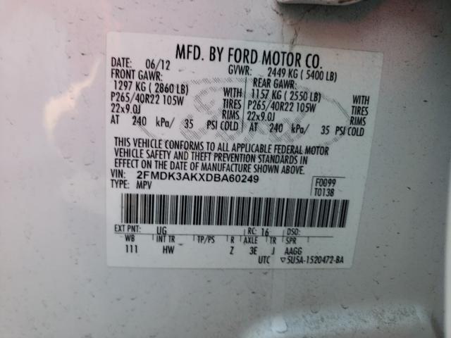 Photo 9 VIN: 2FMDK3AKXDBA60249 - FORD EDGE SPORT 