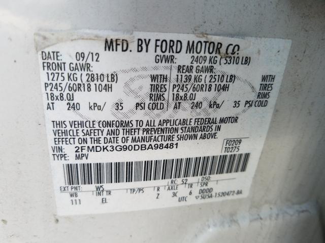 Photo 9 VIN: 2FMDK3G90DBA98481 - FORD EDGE SE 