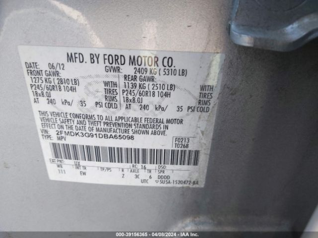 Photo 8 VIN: 2FMDK3G91DBA65098 - FORD EDGE 