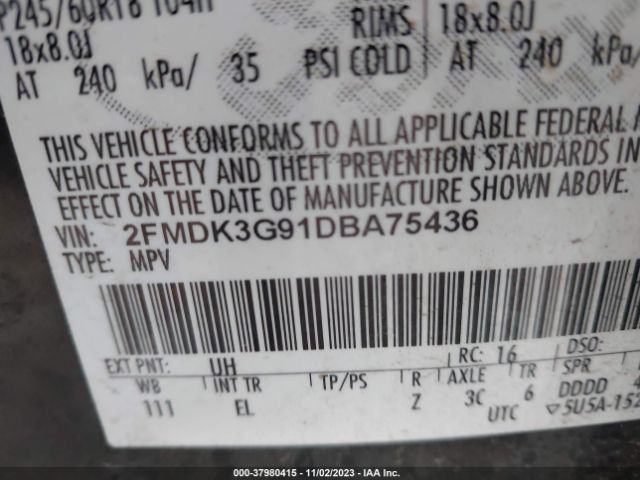 Photo 8 VIN: 2FMDK3G91DBA75436 - FORD EDGE 