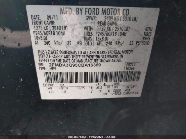 Photo 8 VIN: 2FMDK3G95CBA16369 - FORD EDGE 