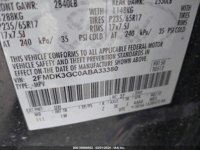 Photo 8 VIN: 2FMDK3GC0ABA33380 - FORD EDGE 