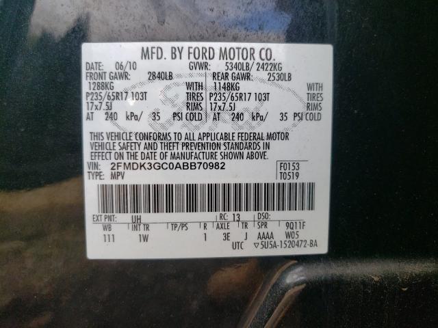 Photo 9 VIN: 2FMDK3GC0ABB70982 - FORD EDGE SE 