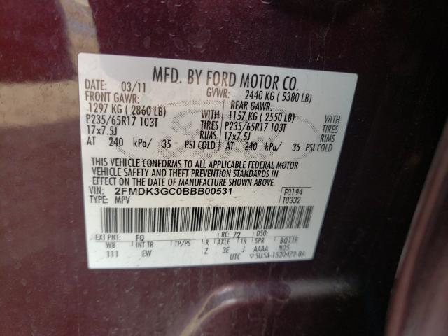 Photo 9 VIN: 2FMDK3GC0BBB00531 - FORD EDGE SE 