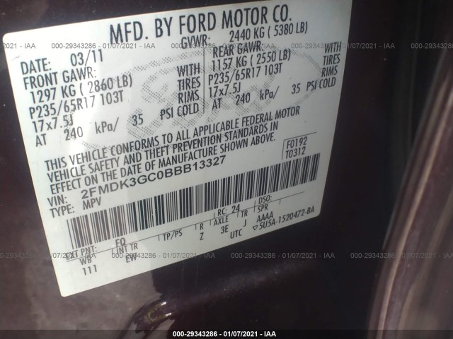 Photo 8 VIN: 2FMDK3GC0BBB13327 - FORD EDGE 