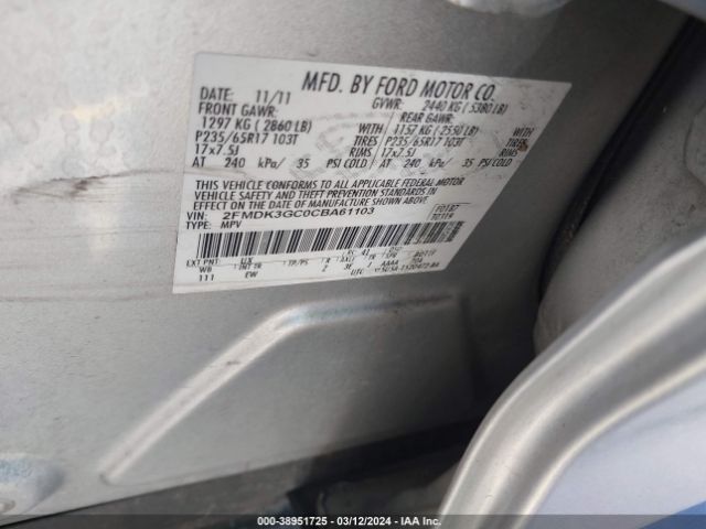 Photo 8 VIN: 2FMDK3GC0CBA61103 - FORD EDGE 