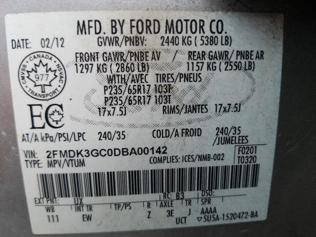 Photo 9 VIN: 2FMDK3GC0DBA00142 - FORD EDGE SE 