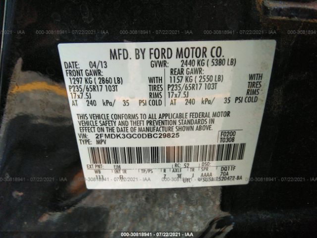 Photo 8 VIN: 2FMDK3GC0DBC29825 - FORD EDGE 