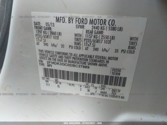 Photo 8 VIN: 2FMDK3GC0DBC37889 - FORD EDGE 