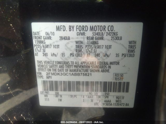 Photo 8 VIN: 2FMDK3GC1ABB75821 - FORD EDGE 