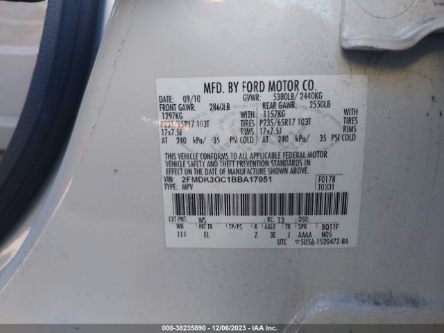 Photo 8 VIN: 2FMDK3GC1BBA17951 - FORD EDGE 