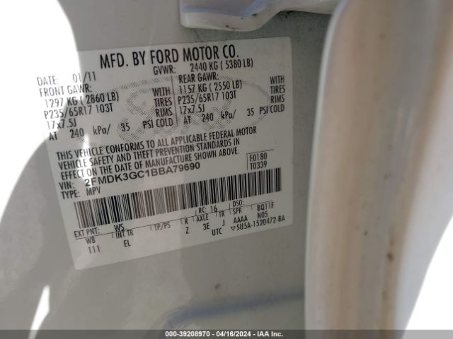 Photo 8 VIN: 2FMDK3GC1BBA79690 - FORD EDGE 