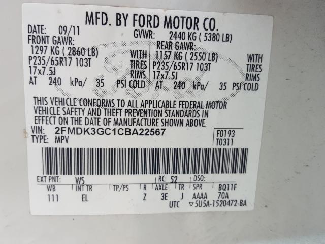 Photo 9 VIN: 2FMDK3GC1CBA22567 - FORD EDGE SE 