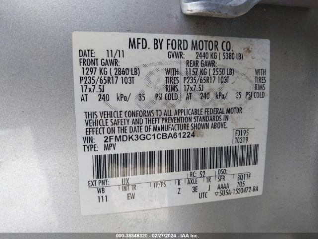 Photo 8 VIN: 2FMDK3GC1CBA61224 - FORD EDGE 