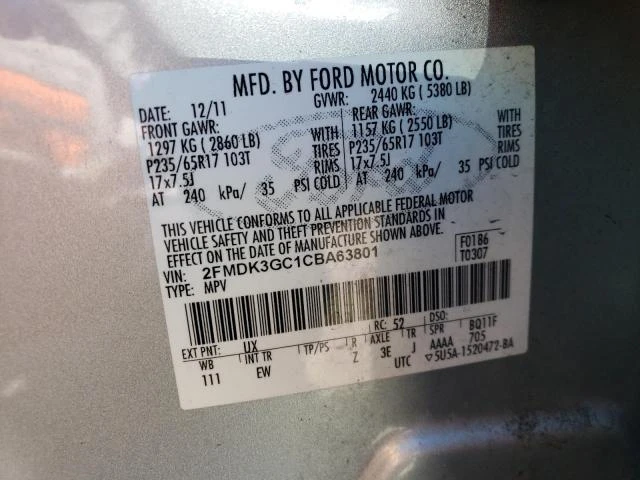 Photo 12 VIN: 2FMDK3GC1CBA63801 - FORD EDGE SE 