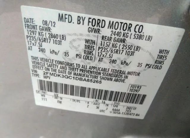 Photo 8 VIN: 2FMDK3GC1DBA85265 - FORD EDGE 