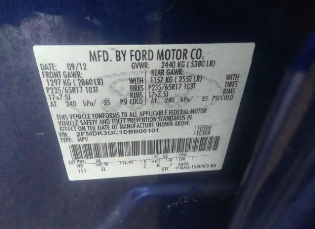 Photo 8 VIN: 2FMDK3GC1DBB06101 - FORD EDGE 