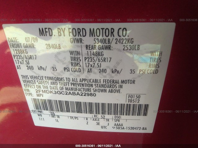 Photo 8 VIN: 2FMDK3GC2ABA22980 - FORD EDGE 