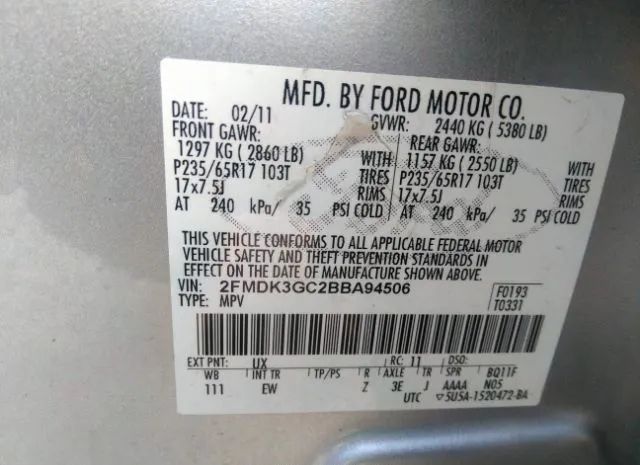 Photo 8 VIN: 2FMDK3GC2BBA94506 - FORD EDGE 