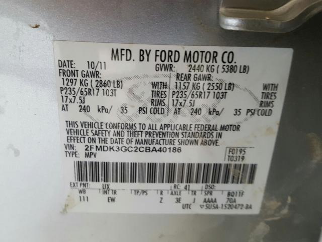 Photo 9 VIN: 2FMDK3GC2CBA40186 - FORD EDGE SE 