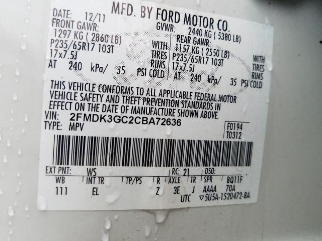 Photo 9 VIN: 2FMDK3GC2CBA72636 - FORD EDGE SE 