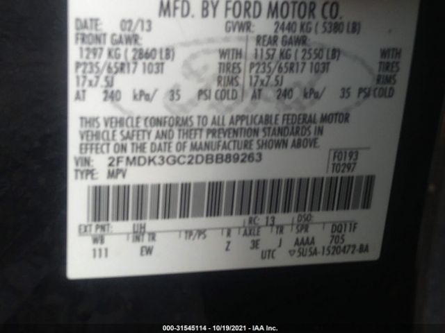 Photo 8 VIN: 2FMDK3GC2DBB89263 - FORD EDGE 