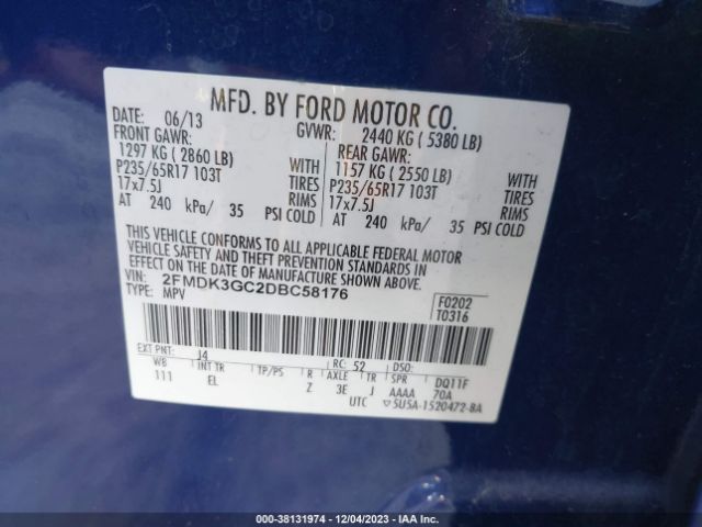 Photo 8 VIN: 2FMDK3GC2DBC58176 - FORD EDGE 