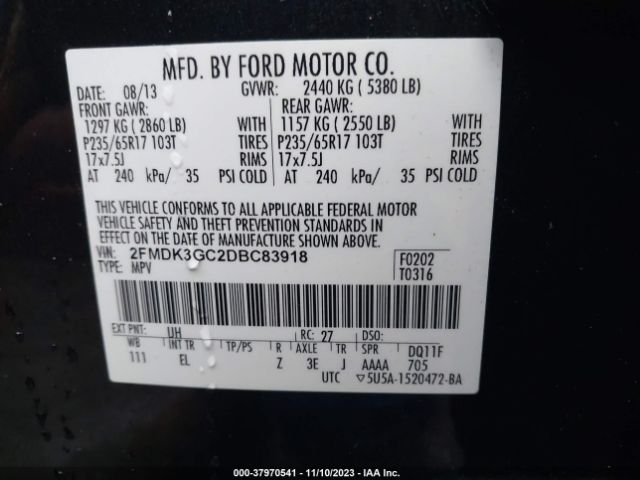 Photo 8 VIN: 2FMDK3GC2DBC83918 - FORD EDGE 