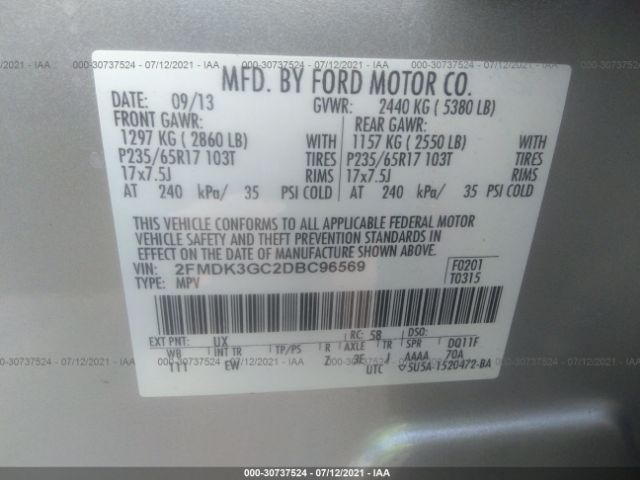 Photo 8 VIN: 2FMDK3GC2DBC96569 - FORD EDGE 