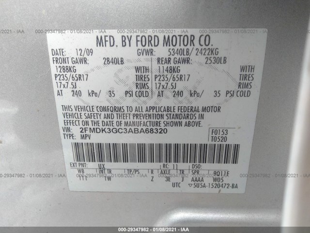 Photo 8 VIN: 2FMDK3GC3ABA68320 - FORD EDGE 