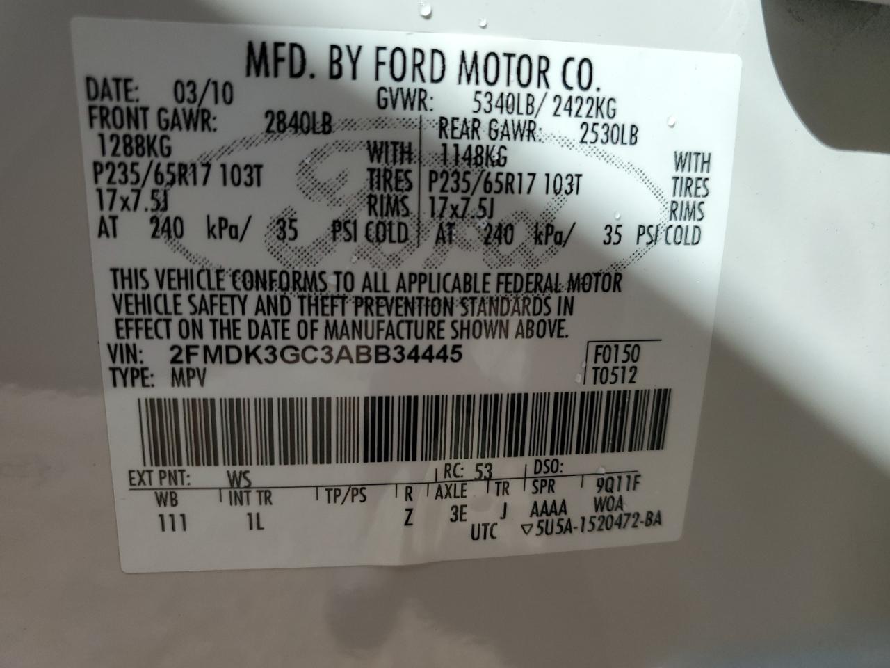 Photo 12 VIN: 2FMDK3GC3ABB34445 - FORD EDGE 