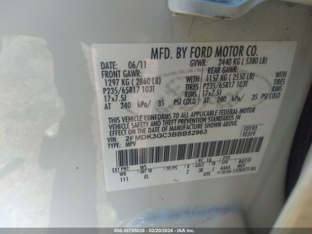 Photo 8 VIN: 2FMDK3GC3BBB52963 - FORD EDGE 