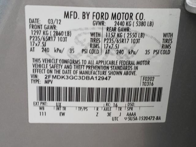 Photo 9 VIN: 2FMDK3GC3DBA12947 - FORD EDGE 